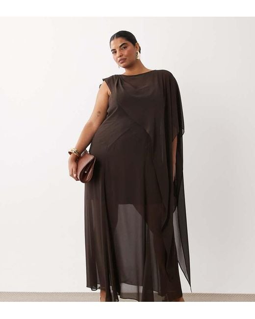 Forever New Black Cape Sleeve Maxi Dress