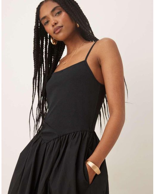 Nobody's Child Black Strappy Midi Dress With V-Waist