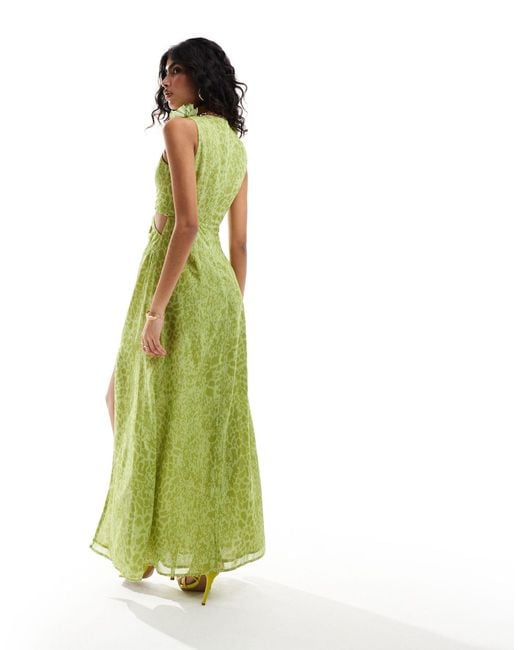 Vestido largo lima con diseño estampado y detalle Style Cheat de color Green