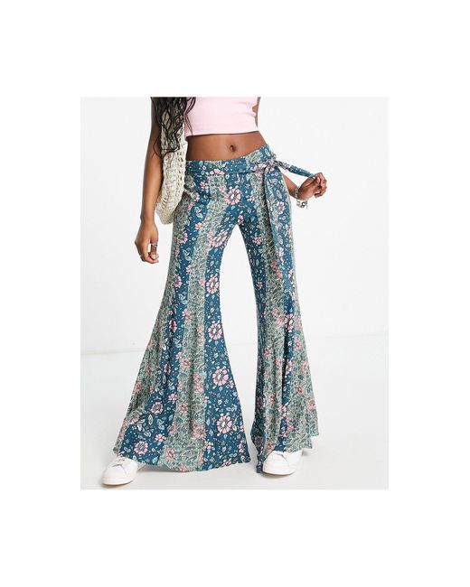 Free People Blue Bali Sultry Bohemian Flared Pants
