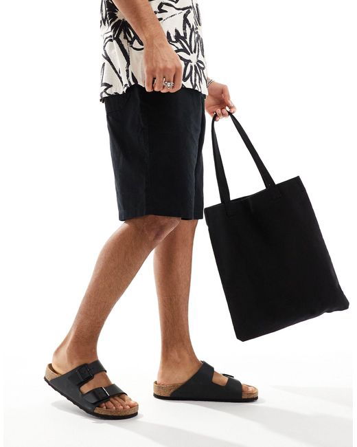 ASOS Black Linen Jort Shorts With Elasticated Waist for men