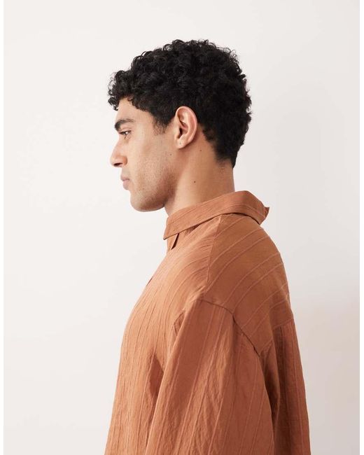 ASOS Brown Oversized Drapey Shirt for men