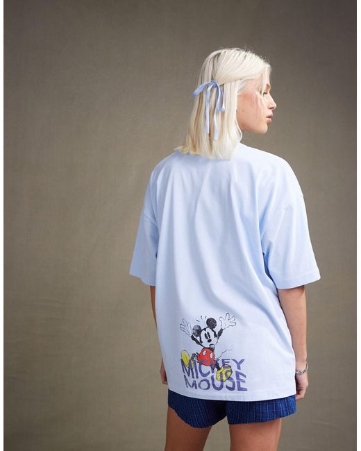 ASOS Blue Disney Unisex Oversized T-shirt With Mickey Mouse Prints