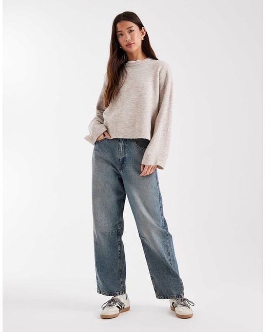 ONLY Gray Round Neck Boxy Jumper