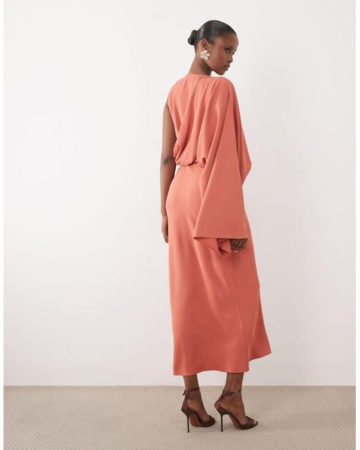 ASOS White One Shoulder Drape Back Column Maxi Dress