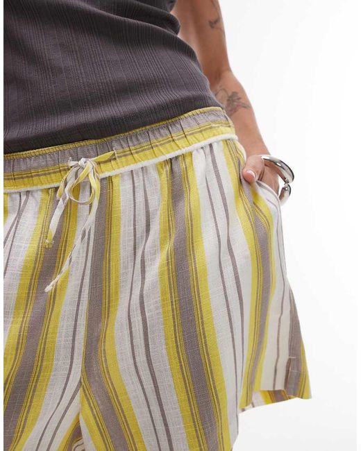 TOPSHOP White High Rise Linen Beach Shorts
