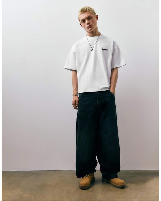 Pull&Bear White Stwd Logo Boxy Oversized T-Shirt for men