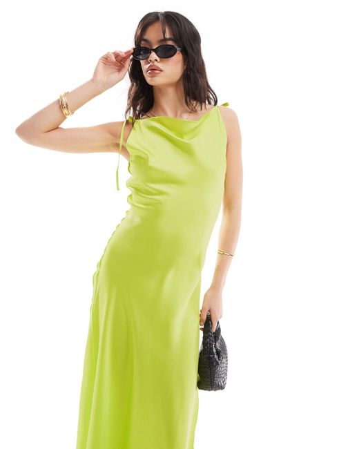Vero Moda Green – maxi-trägerkleid aus satin