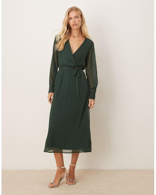 Vila Blue Longsleeve V-neck Midi Dress