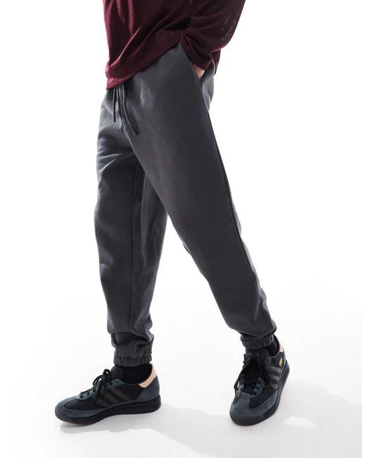 Joggers Negro Lavado De Corte Tapered De Tejido Grueso De 400 G/M2 Premium De -Gris ASOS de hombre de color Blue