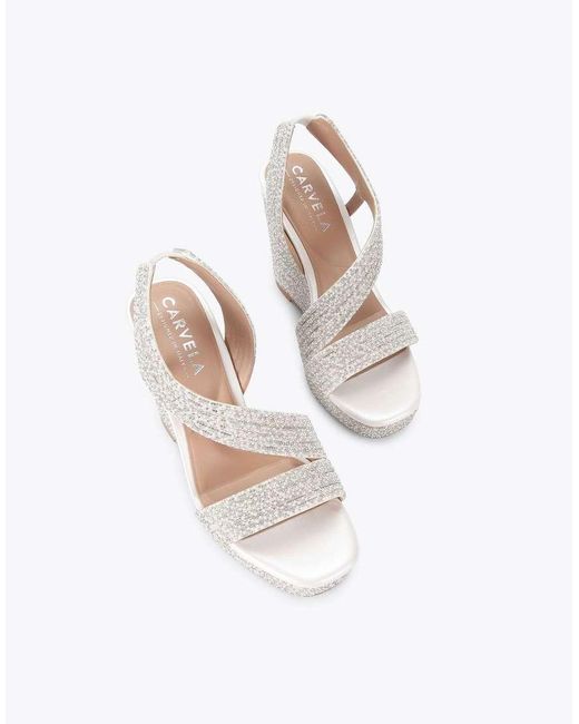 Carvela Kurt Geiger White Gala Wedge Jewel 110 Heeled Sandals