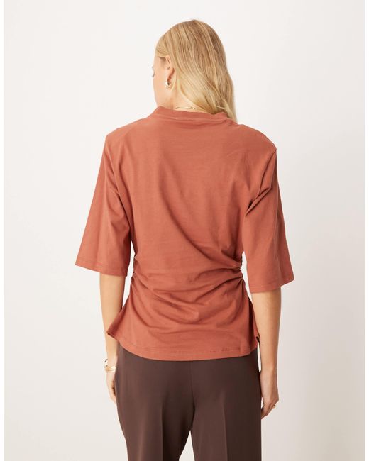ASOS Red Cinched Shoulder Pad Tee