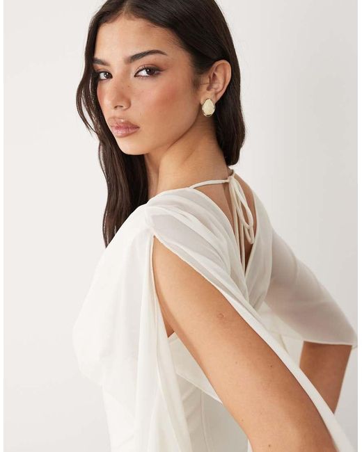 Gina Tricot White V Neck Floaty Sleeves Corset Top