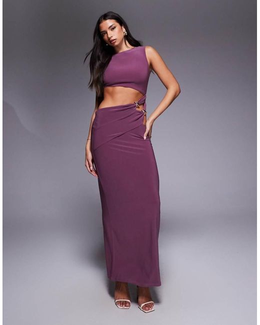 ASOS Purple Sleeveless Cut Out With Hardware Side Detail Maxi Dress