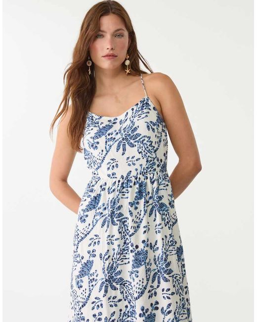 Stradivarius Blue Open Back Midi Dress