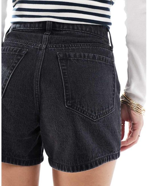 Hollister Ruimvallende Denim Short Met Hoge Taille in het Blue