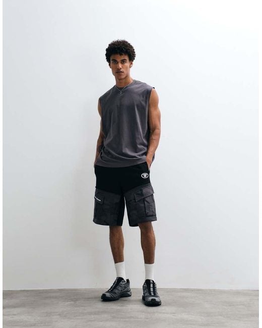 Aape By A Bathing Ape White Aape By A Bathing Ape Loose Fit Jersey Motocross Shorts for men