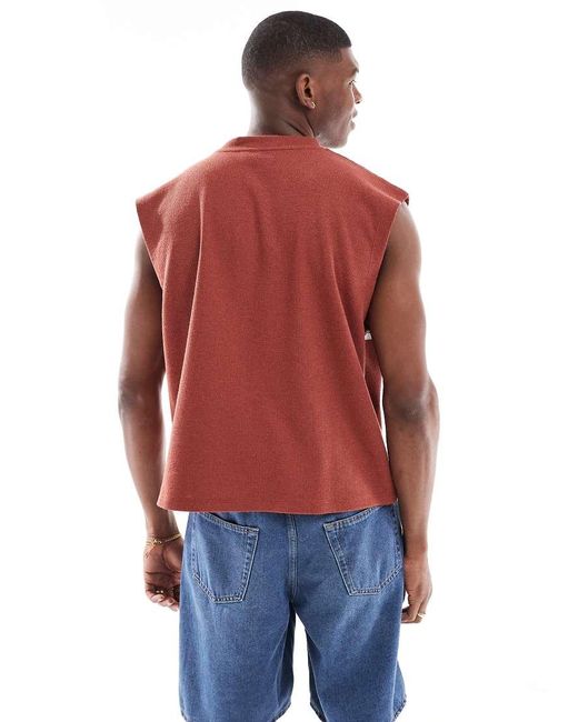 ASOS Red Oversized Tank With Sports Graphic for men