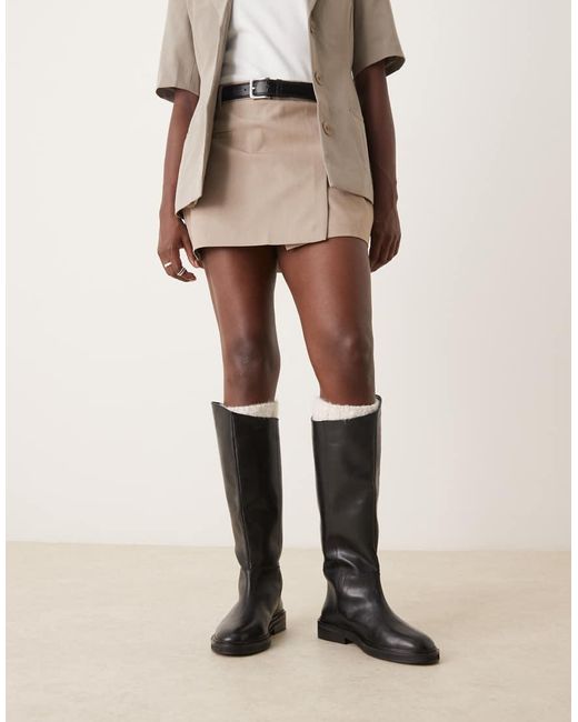 ASOS Natural Callahan Leather Riding Boots