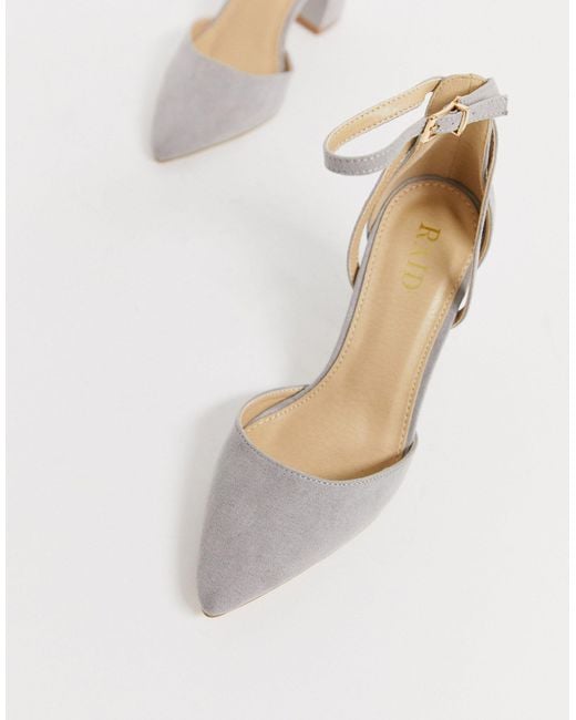 Raid Wide Fit Katy Light Block Heeled Shoes in Grey Lyst UK