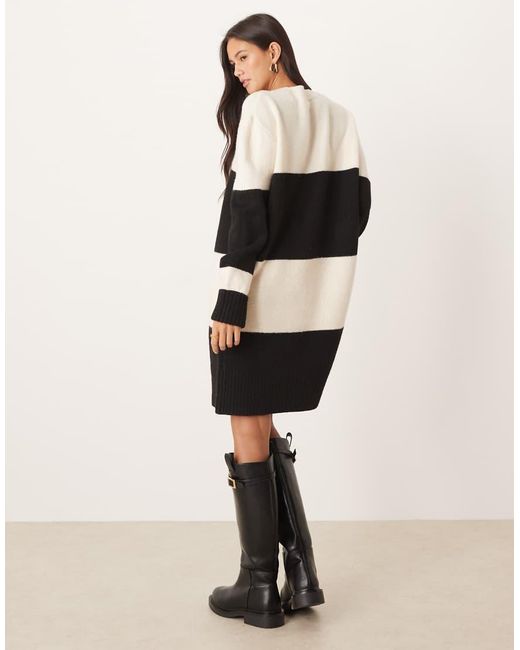 Vila White Color Blocking Knit Mini Dress
