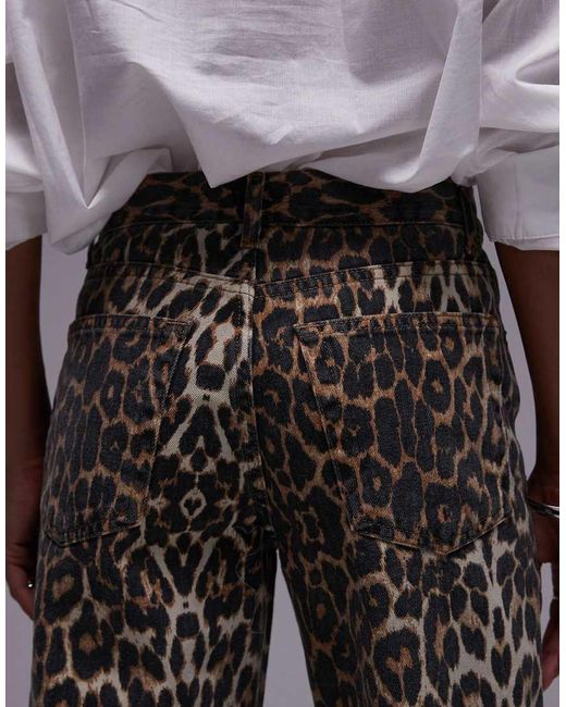 TOPSHOP Purple Longline Straight Leg Leopard Printed Trouser