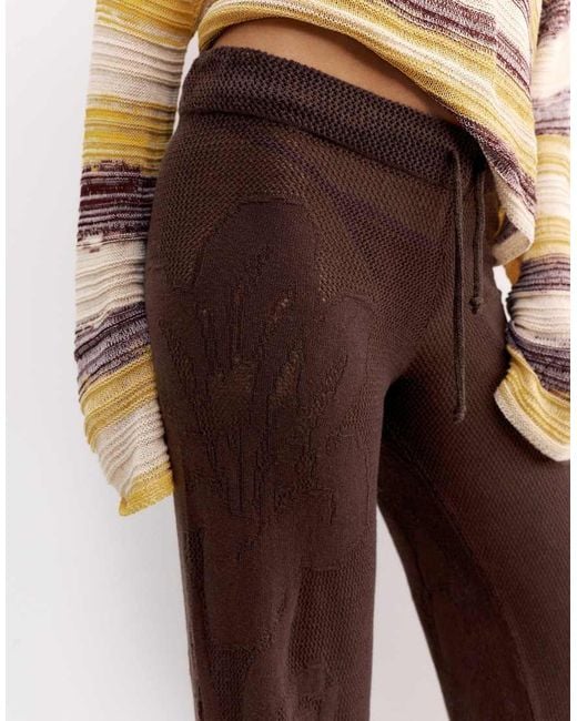 Pull&Bear Natural Floral Cutwork Trousers