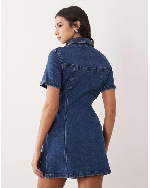 ASOS Blue Denim Fitted Shirt Mini Dress