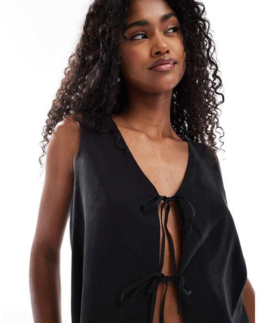 Vero Moda Top Met Gestrikte Voorkant in het Black