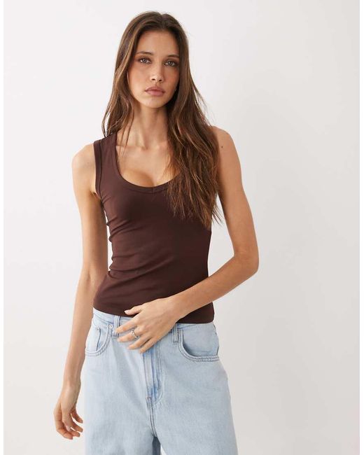 Cotton On Brown Crossover V Neck Tank