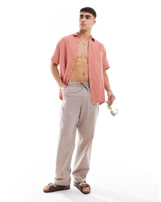 Chemise décontractée avec col à revers et manches courtes - argile ASOS pour homme en coloris Pink
