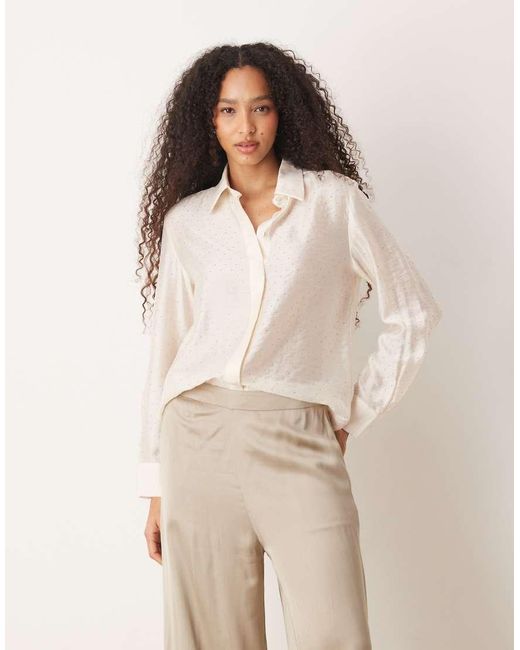 Mango Natural Embellished Shirt