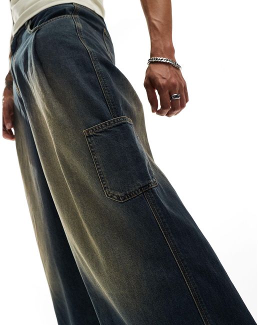 Jeans ampi lavaggio scuro di Reclaimed (vintage) in Blue da Uomo