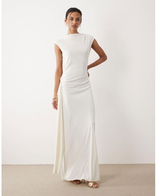 mango white maxi dress Mango NWT Ecru Floral Knot Front High Slit Maxi Dress 6 8 10