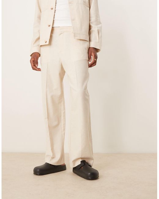 ASOS Natural Cotton Smart Co-Ord Wide Leg Trousers for men