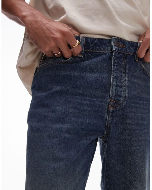 Topman Blue Straight Flare Jeans for men