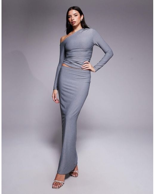 Kaiia Blue Exclusive Premium Cotton Touch Slinky Maxi Skirt