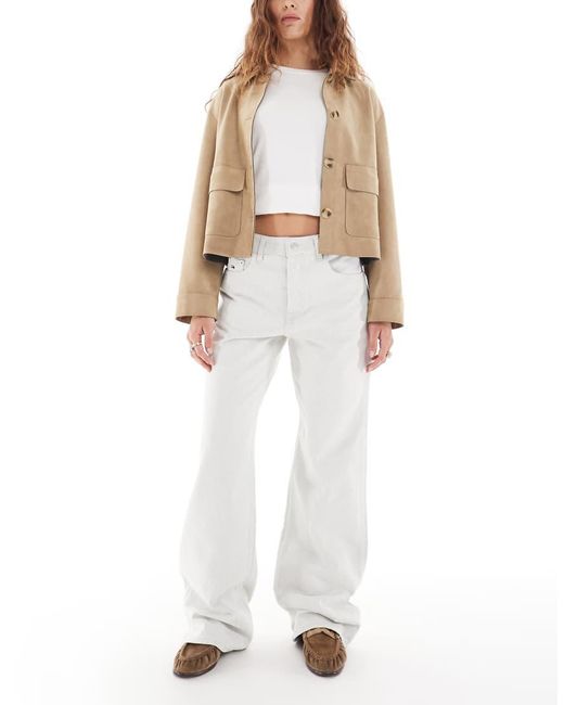 Tommy Hilfiger White Mia Mid Rise Relaxed Straight Carpenter Jeans