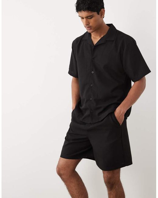 New Look Natural Co-Ord Linen Look Pull On Shorts for men