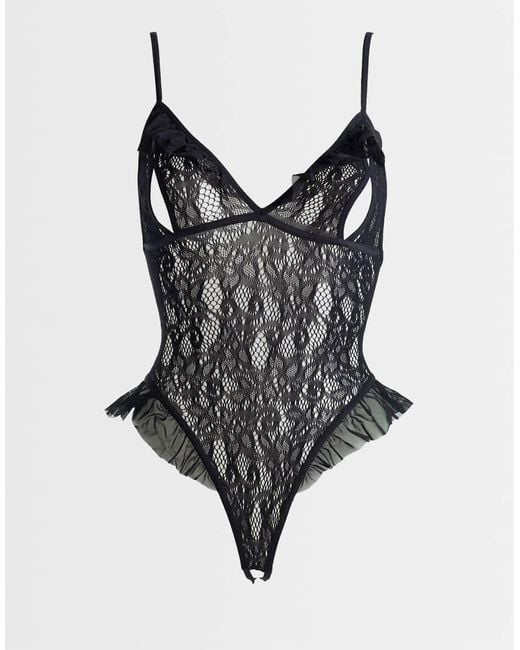 Ann Summers Black Extravaganza Crotchless Teddy Bodysuit