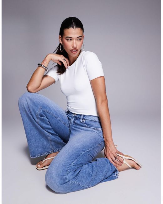 GOOD AMERICAN Blue Sculpting Tee Bodysuit