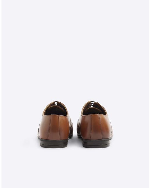 River Island Brown Wide Fit Leather Brogues for men