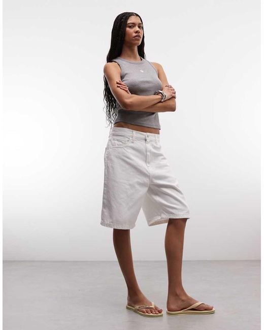 Carhartt White Brandon Loose Fit Denim Shorts