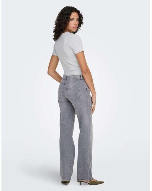 ONLY Gray Straight Fit Jeans