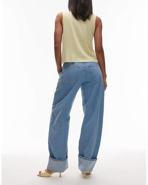 TOPSHOP Blue Barrel Turn Up Jean