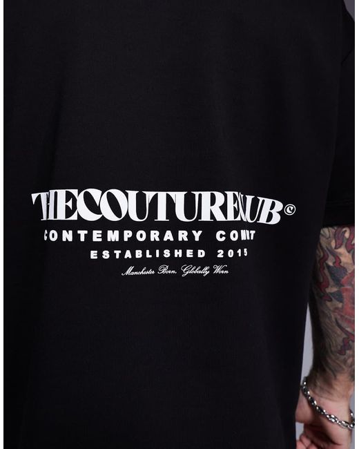 The Couture Club T-Shirt Van Zware Stof Met Logoprint Op De Achterkant in het Blue voor heren