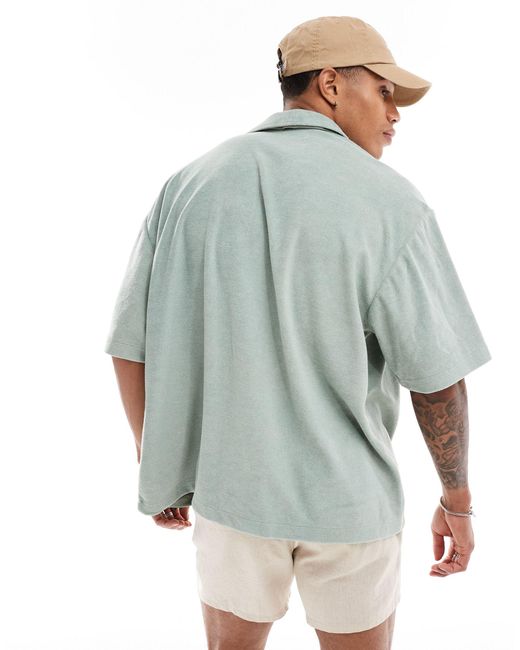 ASOS Gray Short Sleeve Oversized Revere Towelling Shirt for men