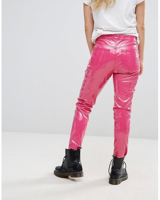Pantalon skinny en vinyle ultra brillant Glamorous en coloris Rose | Lyst