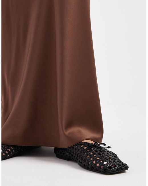 ASOS Brown Asos Design Maternity Satin Bias Midi Skirt