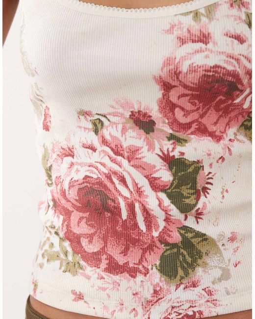Miss Selfridge Red Rib Cami Top With Picot Trim